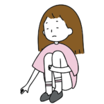Illustration of sad girl sitting on ground