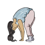 Illustration of Yoga student in forward fold