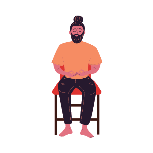 an illustration of a man seated in a chair in meditation